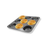 Gurlideo Mini Burger Bread Tray Compartments Hamburger Bun Pan,Non-Stick Carbon Steel Hamburger Mold, 9Cup Big Baking Pan for Homemade Hamburger Buns