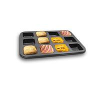 Gurlideo Non-Stick12-Cavity Brownie Tin 35.5 x 26.5 cm-Grey | Carbon Steel Square Cake Baking Tray, Mini Loaf & Muffin Mould for Brownies, Flapjacks, Scones, Mini Cheesecakes & Keto Bites