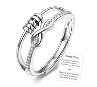 GUROTD Anxiety Rings for Women Girls 925 Sterling Silver Fidget Ring for Anxiety Adjustable Open Cubic Zirconia Spinner Bead Ring Stress Relief Gift, Infinity