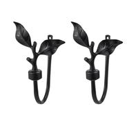 Gurtt 1 Pair Of Leaf Shaped Curtain Holdbacks Metal for Wall, Antique Brass Curtain Tieback Hook Pull Backs for Drapes Window Home Decoration, Black