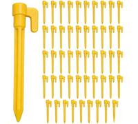 Gurtt 14.7cm Groundsheet Pegs 50pcs, Durable Plastic Heavy Duty Awning Pegs for Fixing Outdoor Tent Picnic Beach Mat(Yellow)