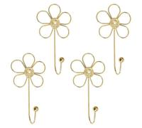 Gurtt 4 Pcs Golden Flower Decorative Wall Hooks - Creative Single Hooks for Hanging Scarves, Towels, Keys, Bags, Hats