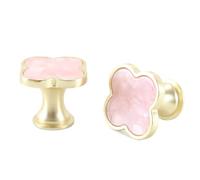 Gurtt 6PCS Four-Leaf Clover Handle, Single Hole Zinc Alloy Knobs for Dresser Wardrobe Door Cabinet Drawer, Multifunctional Furniture Accessories Hardware Pull (Pink)