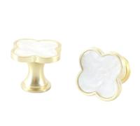 Gurtt 6PCS Four-Leaf Clover Handle, Single Hole Zinc Alloy Knobs for Dresser Wardrobe Door Cabinet Drawer, Multifunctional Furniture Accessories Hardware Pull (White)