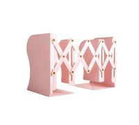 Gurtt Adjustable Bookends, 2 Dividers, Expandable Book Ends for Shelves, Telescopic Book Organizer Rack for Home Office School Library (Pink)