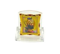 Guru Gobind Singh Ji Photo Frame for Car Dashboard, Mandir, Office Desk, Table - Small Golden Acrylic Sikh God Idol Frame for Home Temple Decor