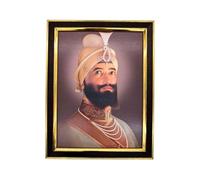 Guru Gobind Singh Ji Photo Frame for Wall - 35x27 cm Sikh Religious Picture | Spiritual Wall Art for Home Office Mandir | 4 Colour Variants (Grey, Blue, Beige, Brown) (Brown)
