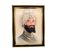 Guru Gobind Singh Ji Photo Frame for Wall - 35x27 cm Sikh Religious Picture | Spiritual Wall Art for Home Office Mandir | 4 Colour Variants (Grey, Blue, Beige, Brown) (Beige)