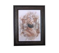 Guru Gobind Singh Ji Photo Frame with Table Stand 21x17 cm - Sikh Religious Picture for Wall or Desk | Spiritual Guru Ji Framed Photo for Home Decor, Office, Mandir, Pooja Room