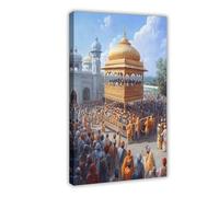 Guru Granth Sahib Procession Art Print Canvas Poster Wall Art Decor Print Picture Paintings for Living Room Bedroom Decoration 24" L X 36" W
