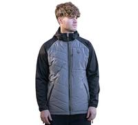 Guru Hybrid Jacket Charcoal Large, Match Fishing Winter Jacket, Polar Fleece Arms and Hood, Puffa Jacket Body, Lightweight, Unrestricted Movement, Hollow Fibre Warmth, Zipped, Pockets, Code GCL342