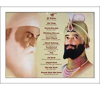 Guru Nanak Dev Ji Picture Frame with Mool Mantar Translation 16 x 12 Inch | Sikh Prayer Wall Art Display | Rectangular Wall Mount White Frame with Perspex Front | Made in UK