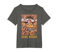 Guru Nanak Founder of Sikhism Sikh Gurus T-Shirt, Women's Plus, Asphalt Grey, 2X