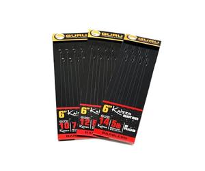 Guru Ready Rigs 6 Inch Long Kaizen Barbless Hook Pellets Meat Corn Worms Paste Maggots 10-7lb 12-6lb 14-5lb 16-5lb 18-4lb 20-3lb [1 Piece]