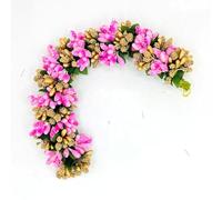 GuruEmbellish Hair Artificial flower Pollen Veni Bun gajra, Hair Accessories for Women & Girls Light Pink Gold