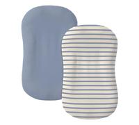 guruixu Muslin Baby Lounger Cover 2 Pack, 100% Cotton Infant Lounger Cover, Soft & Breathable Replacement Slipcover, Compatible with Snuggle Me Newborn Lounger (Tradewinds,Blue Stripe)