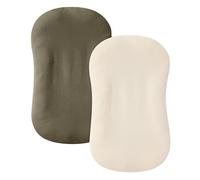 guruixu Muslin Baby Lounger Cover 2 Pack, 100% Cotton Infant Lounger Cover, Soft & Breathable Replacement Slipcover, Compatible with Snuggle Me Newborn Lounger (Dark Olive,Cream)