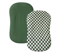 guruixu Muslin Baby Lounger Cover 2 Pack, 100% Cotton Infant Lounger Cover, Soft & Breathable Replacement Slipcover, Compatible with Snuggle Me Newborn Lounger (Olive Check,Olive Green)