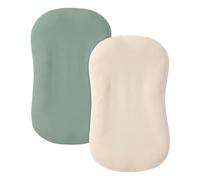 guruixu Muslin Baby Lounger Cover 2 Pack, 100% Cotton Infant Lounger Cover, Soft & Breathable Replacement Slipcover, Compatible with Snuggle Me Newborn Lounger (Roman Green,Cream)