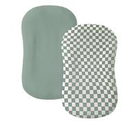 guruixu Muslin Baby Lounger Cover 2 Pack, 100% Cotton Infant Lounger Cover, Soft & Breathable Replacement Slipcover, Compatible with Snuggle Me Newborn Lounger (Roman Green,Green Check)