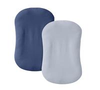 guruixu Muslin Baby Lounger Cover 2 Pack, 100% Cotton Infant Lounger Cover, Soft & Breathable Replacement Slipcover, Compatible with Snuggle Me Newborn Lounger (Navy,Lightblue)