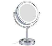 GURUN 8.5-Inch Free Standing Mirror Double-Sided Led Lighted Vanity Mirror With 10X Magnification, Polished Chrome Finish M2208D(8.5In,10X)