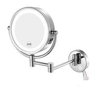 GURUN 8.5 Inch LED Lighted Wall Mount Hardwired Makeup Mirror with Magnification Direct Wire M1809D (Chrome, 10x-Dimmable-Touch Control)