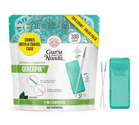 GuruNanda 2-in-1 QuickPik Toothpick & Interdental Pick - Soft Rubber Bristles for Plaque Removal & Improved Oral Care, Comes with a Travel Case for On-The-Go Use, 300 Ct