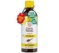 GuruNanda Castor Oil Organic USDA Certified (8 Fl oz) - 100% Pure & Natural, Cold Pressed & Hexane-Free, Hydrating Carrier Oil for Skin, Hair, Eyebrows & Eyelashes Growth