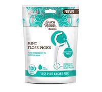 GuruNanda Dental Mint Floss Picks - Non- Shred Thread with Angled Pick for Effective Plaque Removal - Dentist Recommened - Travel Friendly for Adults & Kids - 100 Pack
