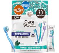 GuruNanda Disposable Travel Toothbrush 1.0, Fluoride Free Toothpaste, 70 ct