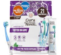 GuruNanda Disposable Travel Toothbrush 2.0, Fluoride Free Toothpaste, 21 ct