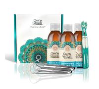 GuruNanda Original Oil Pulling with Tongue Scraper, Alcohol & Fluoride Free Mouthwash for Teeth & Gum Health & Fresh Breath (Unflavoured), (8.45 fl.oz x 3)