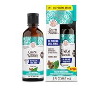 GuruNanda Travel Size Coconut Oil Pulling, 7 Essential Oils & Vitamins, Promotes Fresh Breath & Happy Gums, No Alcohol & Fluoride - 3 oz