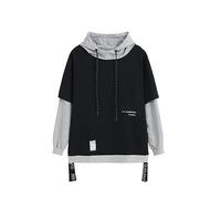 GURUNVANI Contrast Color Pullover Hoodie Mens Patchwork Hoodies Men，10W107GREY，XX-Large