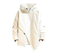 GURUNVANI Men’s Hooded Windbreaker Jacket Zip Up Patchwork Hoodie Anorak, Jk1617white, Medium (JK1617)