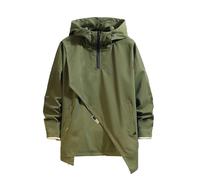 GURUNVANI - Men's Hooded Zip Up Patchwork Windbreaker Jacket Green Medium, Green, M