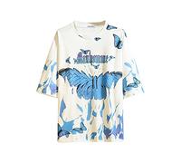 GURUNVANI The Men's Graphic Tees Butterflies T-Shirt Magic fire, White, Medium