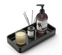 Gurygo 8" Ceramic Kitchen Soap Tray - Small Rectangular Vanity Tray for Bathroom - Countertop and Vanity Tray - Comestic Holder Bathtub Organizer - Bathroom Tray, (Black, Set/1)