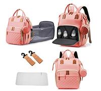 GurZinn Diaper Bag Backpack with Changing Station Portable 3 in 1 Multifunction Backpack Travel mommy bag Stroller Pink
