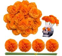 Gusaloo 100pcs Mexican Marigold Flower Heads, 5-6cm, Orange, Realistic Silk & Plastic, Day of The Dead, Wedding, Home Decor, Artificial Flowers
