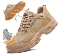 GUSAYEX Safety Trainers Men Steel Toe Cap Trainers Lightweight Safety Shoes Comfortable Work Trainer Fashion Protective Work Shoes Indestructible Construction Steel Toe Cap Shoe Brown