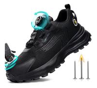 GUSAYEX Safety Trainers Mens Steel Toe Cap Trainers Laceless Work Shoes Men Lightweight Safety Shoes Rotary Buckle Comfortable Work Trainer Protective Steel Toe Cap Shoe Indestructible Size 6.5