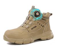 GUSAYEX Steel Toe Cap Boots Mens Lightweight Safety Boots with Puncture Resistant Midsole and Swivel Buckle Quick-Lace Work Boots for Construction Warehouse and Industrial Use