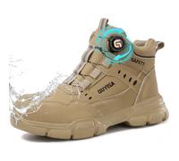 GUSAYEX Work Boots Mens Safety Boots Lightweight Steel Toe Cap Boot with Rotation Button Comfortable Safety Trainers Industrial Construction Shoes Protective Work Trainers Size 6.5