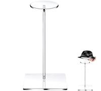 Gusengo Acrylic Hat Stand, Acrylic Caps Display Stand, Clear Hat Holder Stand, Hat Display Stand With Round Top And Base, Portable Non-Slip Wig Stand For Women