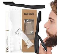 Gusengo Beard Stencil - Transparent Beard Template for Men - 3 In 1 Beard Guide Shaping Tool Rotary Moustache Template Shaving Cutter White Tracing Pen Combination