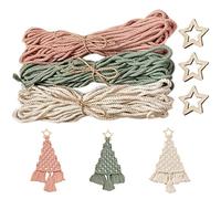 Gusengo Christmas Tree Macrame Kit, Woven Macrame Christmas Trees DIY Kit Wall Hangings, Christmas Tree Macrame Boho Hangings Decor, Handmade Tree Home Decoration, 3Pcs