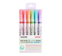 Gusengo Curve Highlighter Pen Set, Tip Pens With 6 Different Curve Shape Fine Tips, Highlighter Markers Assorted Colors, Gift For Kids, Heart Flower, Curve, Dotted Line, Slash, Dot For Writing