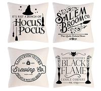 Gusengo Hocus Pocus Halloween Pillow Covers,Halloween Throw Pillow Covers 18x18 Set of 4 | Happy Halloween Pillow Covers Halloween Cushion Covers